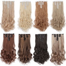 Load image into Gallery viewer, AISI BEAUTY 8 Pcs/set 18 Clips Long Wavy Synthetic Clips In Hair Extensions For Women Hairpieces Black Brown Fake Hair Natural