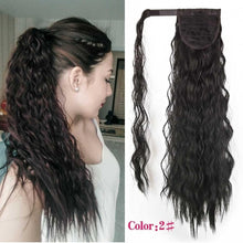 Load image into Gallery viewer, Deyngs Long Wavy Ponytail Extension for Women Synthetic Wrap Around Magic Paste Curly Ponytail Corn Wave Clip in Hairpiece