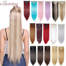 Load image into Gallery viewer, S-noilite 26" 8pcs Long Straight Women Clips in Hair Extension Synthetic Hairpiece Haistyle Heat Resistant White Red Purple