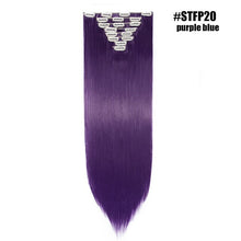 Load image into Gallery viewer, S-noilite 26" 8pcs Long Straight Women Clips in Hair Extension Synthetic Hairpiece Haistyle Heat Resistant White Red Purple