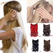 Load image into Gallery viewer, Allaosify 24" Invisible Wire No Clips In Hair Extensions Secret Fish Line Hairpieces Synthetic Straight Wavy Hair Extensions