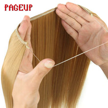 Load image into Gallery viewer, Pageup One Piece Long Blonde Hair Extensions Invisible Synthetic Hair Pieces For Women Fish Line Invisible Hair Extension