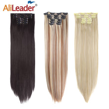 Load image into Gallery viewer, Alileader 6Pcs/Set 22" Hairpiece 140G Straight 16 Clips In False Styling Hair Synthetic Clip In Hair Extensions Heat Resistant