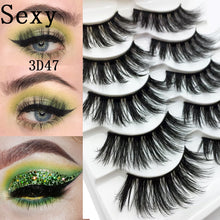 Load image into Gallery viewer, 5 pairs messy mink eyelashes natural long false eyelashes handmade makeup fluffy 3d mink lashes 100% Cruelty free faux cils 3D47