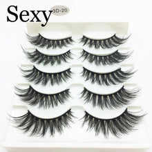 Load image into Gallery viewer, 5 pairs messy mink eyelashes natural long false eyelashes handmade makeup fluffy 3d mink lashes 100% Cruelty free faux cils 3D47
