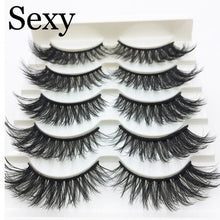 Load image into Gallery viewer, 5 pairs messy mink eyelashes natural long false eyelashes handmade makeup fluffy 3d mink lashes 100% Cruelty free faux cils 3D47