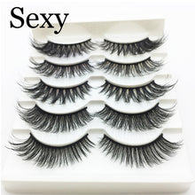 Load image into Gallery viewer, 5 pairs messy mink eyelashes natural long false eyelashes handmade makeup fluffy 3d mink lashes 100% Cruelty free faux cils 3D47