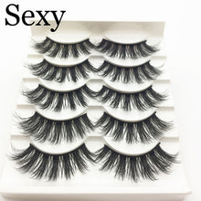 Load image into Gallery viewer, 5 pairs messy mink eyelashes natural long false eyelashes handmade makeup fluffy 3d mink lashes 100% Cruelty free faux cils 3D47