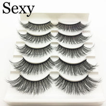 Load image into Gallery viewer, 5 pairs messy mink eyelashes natural long false eyelashes handmade makeup fluffy 3d mink lashes 100% Cruelty free faux cils 3D47