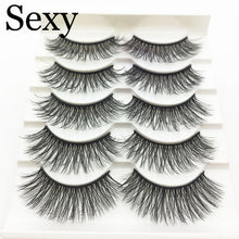 Load image into Gallery viewer, 5 pairs messy mink eyelashes natural long false eyelashes handmade makeup fluffy 3d mink lashes 100% Cruelty free faux cils 3D47