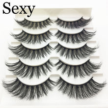 Load image into Gallery viewer, 5 pairs messy mink eyelashes natural long false eyelashes handmade makeup fluffy 3d mink lashes 100% Cruelty free faux cils 3D47