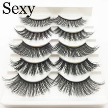 Load image into Gallery viewer, 5 pairs messy mink eyelashes natural long false eyelashes handmade makeup fluffy 3d mink lashes 100% Cruelty free faux cils 3D47
