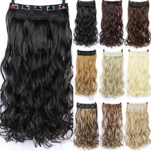 Load image into Gallery viewer, DIFEI 24 inch Long curly Women Clip in Hair Extensions Black Brown High Tempreture Synthetic Hair Piece