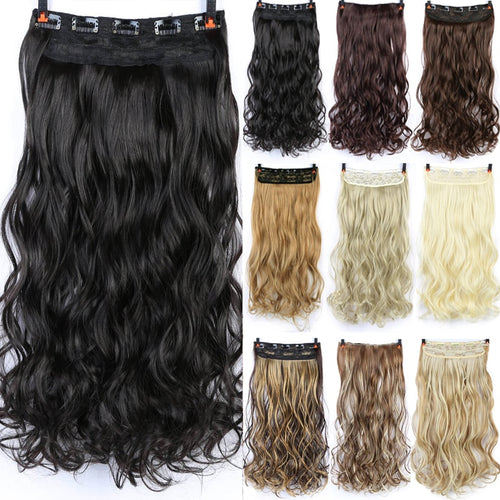 DIFEI 24 inch Long curly Women Clip in Hair Extensions Black Brown High Tempreture Synthetic Hair Piece