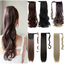 Load image into Gallery viewer, MUMUPI long thick straight curly ponytail wrap around ponytail clip in Hair extensions natural hairpiece headwear
