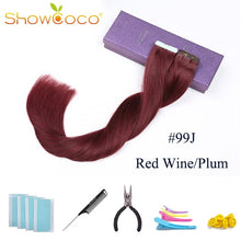 Load image into Gallery viewer, ShowCoco Tape in Human Hair Extensions Natural Real Hair 20/40pcs Mixed Color Hotheads Extensions shine Brown to Blonde tape ins