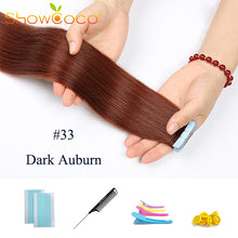 Load image into Gallery viewer, ShowCoco Tape in Human Hair Extensions Natural Real Hair 20/40pcs Mixed Color Hotheads Extensions shine Brown to Blonde tape ins