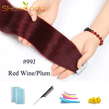 Load image into Gallery viewer, ShowCoco Tape in Human Hair Extensions Natural Real Hair 20/40pcs Mixed Color Hotheads Extensions shine Brown to Blonde tape ins