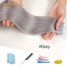 Load image into Gallery viewer, ShowCoco Tape in Human Hair Extensions Natural Real Hair 20/40pcs Mixed Color Hotheads Extensions shine Brown to Blonde tape ins
