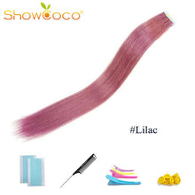 Load image into Gallery viewer, ShowCoco Tape in Human Hair Extensions Natural Real Hair 20/40pcs Mixed Color Hotheads Extensions shine Brown to Blonde tape ins