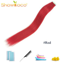 Load image into Gallery viewer, ShowCoco Tape in Human Hair Extensions Natural Real Hair 20/40pcs Mixed Color Hotheads Extensions shine Brown to Blonde tape ins