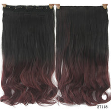 Load image into Gallery viewer, Soowee 60cm Long Straight Women Clip in Hair Extensions Black Brown High Tempreture Synthetic Hair Piece