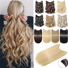 Load image into Gallery viewer, Invisible Wire No Clips in Hair Extensions Secret Fish Line Hairpieces Silky Straight real natural Synthetic Headwear