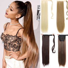 Load image into Gallery viewer, AOOSOO 24 inch Silky Straight Synthetic Clip in Drawstring Ponytail Hairpieces for Women Hair Extension High Temperature Fiber