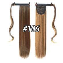 Load image into Gallery viewer, AOOSOO 24 inch Silky Straight Synthetic Clip in Drawstring Ponytail Hairpieces for Women Hair Extension High Temperature Fiber