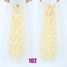 Load image into Gallery viewer, MEIFAN Long Corn Curly Ponytail Synthetic Hair Pieces Ribbon Drawstring Clip on Ponytail Hair Extensions False Hair Pieces
