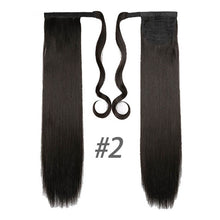 Load image into Gallery viewer, Straight Clip In Hair Tail False Hair 24" 120g Ponytail Hairpiece With Hairpins Synthetic Hair Pony Tail Hair Extensions AOSIWIG