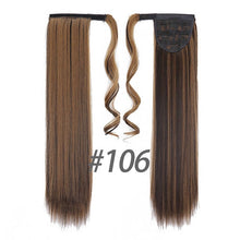 Load image into Gallery viewer, Straight Clip In Hair Tail False Hair 24" 120g Ponytail Hairpiece With Hairpins Synthetic Hair Pony Tail Hair Extensions AOSIWIG