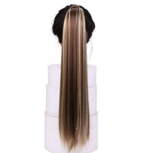 Load image into Gallery viewer, Straight Clip In Hair Tail False Hair 24" 120g Ponytail Hairpiece With Hairpins Synthetic Hair Pony Tail Hair Extensions AOSIWIG