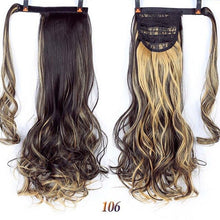 Load image into Gallery viewer, Straight Clip In Hair Tail False Hair 24" 120g Ponytail Hairpiece With Hairpins Synthetic Hair Pony Tail Hair Extensions AOSIWIG
