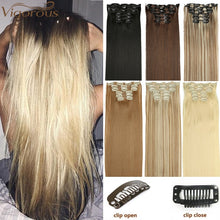 Load image into Gallery viewer, Vigorous 16 Clips 6Pcs/Set Silky Straight Synthetic Clip in Hair Extensions for Women False Hairpiece Heat Resistant 22 Inches