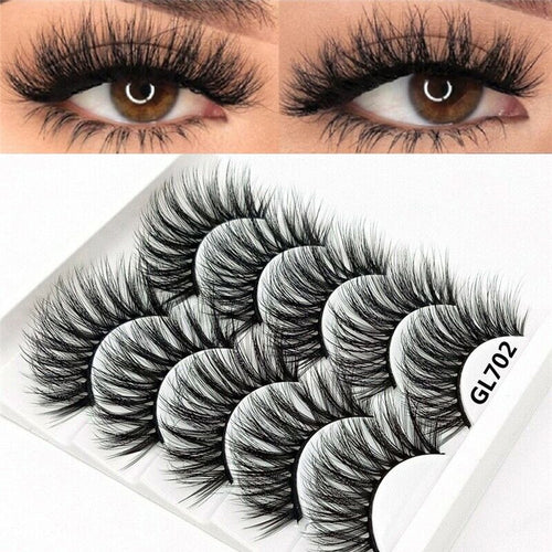 5 Pairs 6D Mink False Eyelashes Handmade Soft Wispy Fluffy Strip Nature Lashes Extension Eye Makeup Tools Eyelash Faux Cils