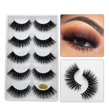 Load image into Gallery viewer, 5 Pairs 3D Eyelashes Hand made Reusable mink eyelashes natural dramatic eyelashes for Makeup Lash Cilio mink Maquiagem Faux Cils