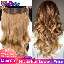 Load image into Gallery viewer, DinDong Clip in Hair Extensions Synthetic Wavy 24 inch 190G Premium Heat Resistant Hair 613# Blonde Brown 19 Colors Available