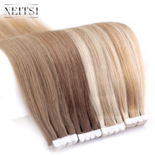 Load image into Gallery viewer, Neitsi Mini Tape In Non-Remy Human Hair Adhesive Extension 12" 16" 20" 10/20/40pcs 13 Colors Straight Skin Weft Natural Hair