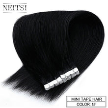 Load image into Gallery viewer, Neitsi Mini Tape In Non-Remy Human Hair Adhesive Extension 12" 16" 20" 10/20/40pcs 13 Colors Straight Skin Weft Natural Hair