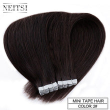 Load image into Gallery viewer, Neitsi Mini Tape In Non-Remy Human Hair Adhesive Extension 12" 16" 20" 10/20/40pcs 13 Colors Straight Skin Weft Natural Hair