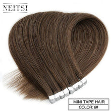 Load image into Gallery viewer, Neitsi Mini Tape In Non-Remy Human Hair Adhesive Extension 12" 16" 20" 10/20/40pcs 13 Colors Straight Skin Weft Natural Hair