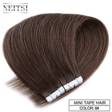 Load image into Gallery viewer, Neitsi Mini Tape In Non-Remy Human Hair Adhesive Extension 12" 16" 20" 10/20/40pcs 13 Colors Straight Skin Weft Natural Hair