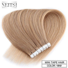 Load image into Gallery viewer, Neitsi Mini Tape In Non-Remy Human Hair Adhesive Extension 12" 16" 20" 10/20/40pcs 13 Colors Straight Skin Weft Natural Hair