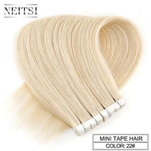 Load image into Gallery viewer, Neitsi Mini Tape In Non-Remy Human Hair Adhesive Extension 12" 16" 20" 10/20/40pcs 13 Colors Straight Skin Weft Natural Hair