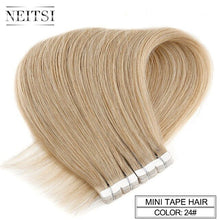 Load image into Gallery viewer, Neitsi Mini Tape In Non-Remy Human Hair Adhesive Extension 12" 16" 20" 10/20/40pcs 13 Colors Straight Skin Weft Natural Hair