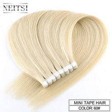 Load image into Gallery viewer, Neitsi Mini Tape In Non-Remy Human Hair Adhesive Extension 12" 16" 20" 10/20/40pcs 13 Colors Straight Skin Weft Natural Hair