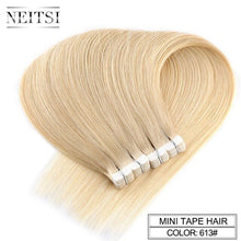 Load image into Gallery viewer, Neitsi Mini Tape In Non-Remy Human Hair Adhesive Extension 12" 16" 20" 10/20/40pcs 13 Colors Straight Skin Weft Natural Hair
