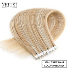 Load image into Gallery viewer, Neitsi Mini Tape In Non-Remy Human Hair Adhesive Extension 12" 16" 20" 10/20/40pcs 13 Colors Straight Skin Weft Natural Hair
