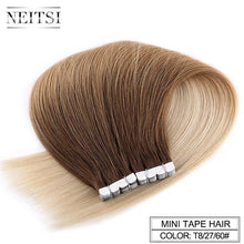 Load image into Gallery viewer, Neitsi Mini Tape In Non-Remy Human Hair Adhesive Extension 12" 16" 20" 10/20/40pcs 13 Colors Straight Skin Weft Natural Hair